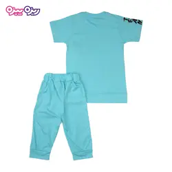 ست تی‌شرت و شلوارک پنبه تک‌رو لاکرادار بند‌دار طرح TEAM BY HOMME کد 2447