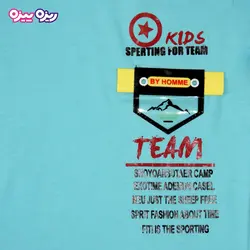 ست تی‌شرت و شلوارک پنبه تک‌رو لاکرادار بند‌دار طرح TEAM BY HOMME کد 2447