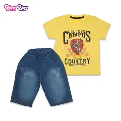 ست تی‌شرت و شلوارک اسلپ طرح  CAMPUS COUNTRY کد 2437