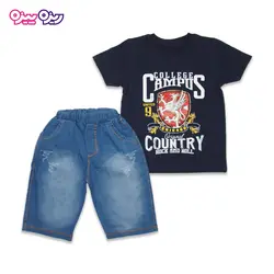 ست تی‌شرت و شلوارک اسلپ طرح  CAMPUS COUNTRY کد 2437