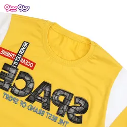 ست تی‌شرت و شلوارک پنبه تک‌رو لاکرادار طرح SPACE  کد 2416