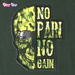 ست تی‌شرت و شلوارک اسلپ نگین دار طرح NO PAIN NO GAIN کد 2413