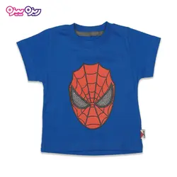 ست تی‌شرت و شلوارک پنبه تک‌رو لاکرادار طرح مرد عنکبوتی کد 2405