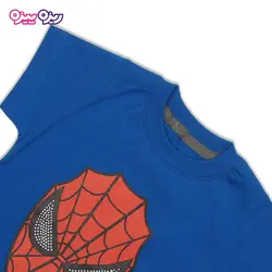 ست تی‌شرت و شلوارک پنبه تک‌رو لاکرادار طرح مرد عنکبوتی کد 2405