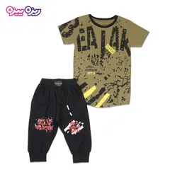 ست تی‌شرت و شلوارک پنبه تک رو لاکرا دار طرح WILL DREAM SITU کد 2406