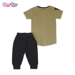 ست تی‌شرت و شلوارک پنبه تک رو لاکرا دار طرح WILL DREAM SITU کد 2406