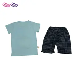 ست تی‌شرت و شلوارک استیکردار ستاره‌دار کد 2331