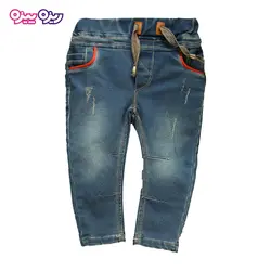 شلوار جین راسته طرح جیب قرمز کد 2219