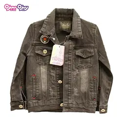 کت جین استیکردار طرح Fashion کد 2182