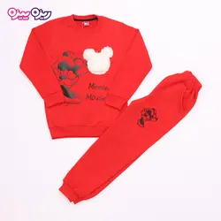ست بلوز و شلوار پنبه دو رو لاکرادار اسلش پولک‌دار استیکردار طرح Minnie Mouse کد 2706