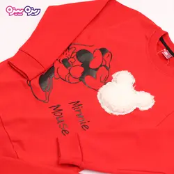 ست بلوز و شلوار پنبه دو رو لاکرادار اسلش پولک‌دار استیکردار طرح Minnie Mouse کد 2706