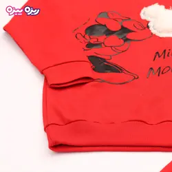 ست بلوز و شلوار پنبه دو رو لاکرادار اسلش پولک‌دار استیکردار طرح Minnie Mouse کد 2706