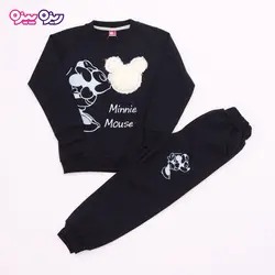 ست بلوز و شلوار پنبه دو رو لاکرادار اسلش پولک‌دار استیکردار طرح Minnie Mouse کد 2706