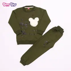 ست بلوز و شلوار پنبه دو رو لاکرادار اسلش پولک‌دار استیکردار طرح Minnie Mouse کد 2706