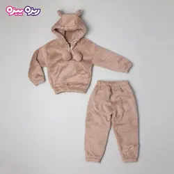 ست هودی و شلوار تدی اسلش بند‌دار منگوله دار کد 2819