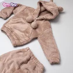 ست هودی و شلوار تدی اسلش بند‌دار منگوله دار کد 2819