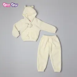 ست هودی و شلوار تدی اسلش بند‌دار منگوله دار کد 2819