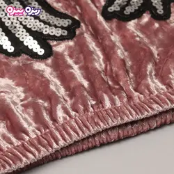 ست هودی و شلوار مخمل اسلش پولک‌دار طرح بال فرشته کد 2815