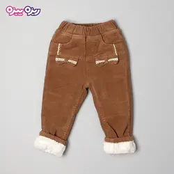 شلوار مخمل کبریتی راسته پاپیون‌دار کد 2829