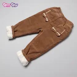 شلوار مخمل کبریتی راسته پاپیون‌دار کد 2829