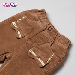 شلوار مخمل کبریتی راسته پاپیون‌دار کد 2829