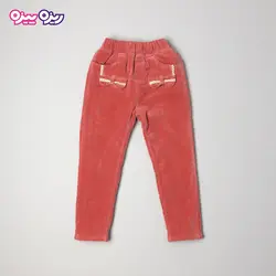 شلوار مخمل کبریتی راسته پاپیون‌دار کد 2829