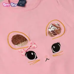 بلوز بافت پاپیون‌دار پولک‌دار طرح گربه کد 2783