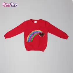 بلوز بافت پولک‌دار طرح قلب و رنگین کمان کد 2775