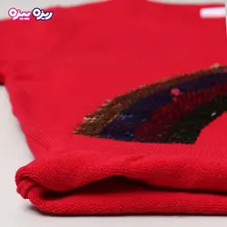 بلوز بافت پولک‌دار طرح قلب و رنگین کمان کد 2775