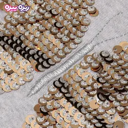 بلوز بافت پولک برگردان‌دار طرح پروانه کد 2774