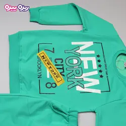 ست بلوز و شلوار سوپر پنبه لاکرا دار اسلش نگین دار طرح NEW YORK کد 2729