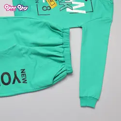 ست بلوز و شلوار سوپر پنبه لاکرا دار اسلش نگین دار طرح NEW YORK کد 2729