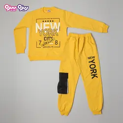 ست بلوز و شلوار سوپر پنبه لاکرا دار اسلش نگین دار طرح NEW YORK کد 2729