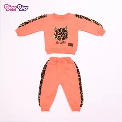 ست بلوز و شلوار سوپر پنبه لاکرا دار اسلش استیکردار طرح LO cute کد 2716