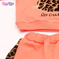 ست بلوز و شلوار سوپر پنبه لاکرا دار اسلش استیکردار طرح LO cute کد 2716