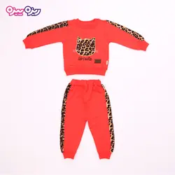 ست بلوز و شلوار سوپر پنبه لاکرا دار اسلش استیکردار طرح LO cute کد 2716