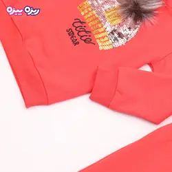 ست هودی و شلوار سوپر پنبه لاکرا دار اسلش پولک برگردان‌دار بند‌دار منگوله دار طرح Titie swear کد 2705