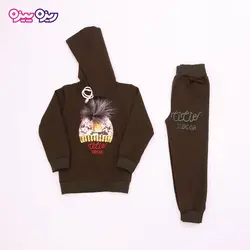 ست هودی و شلوار سوپر پنبه لاکرا دار اسلش پولک برگردان‌دار بند‌دار منگوله دار طرح Titie swear کد 2705