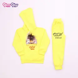 ست هودی و شلوار سوپر پنبه لاکرا دار اسلش پولک برگردان‌دار بند‌دار منگوله دار طرح Titie swear کد 2705