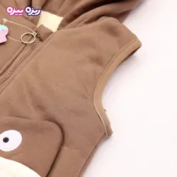 ست بلوز، شلوار و پافر پنبه دو رو لاکرادار اسلش استیکردار طرح فیل کد 2702