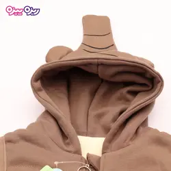 ست بلوز، شلوار و پافر پنبه دو رو لاکرادار اسلش استیکردار طرح فیل کد 2702