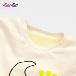 ست بلوز، شلوار و پافر پنبه دو رو لاکرادار اسلش استیکردار طرح فیل کد 2702