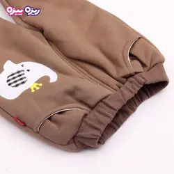 ست بلوز، شلوار و پافر پنبه دو رو لاکرادار اسلش استیکردار طرح فیل کد 2702