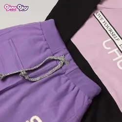 ست بلوز و شلوار سوپر پنبه لاکرا دار اسلش هولوگرام‌دار طرح CHOOSE کد 2752