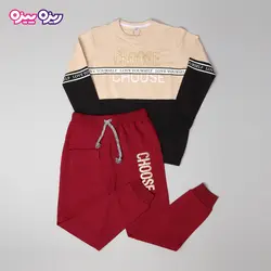 ست بلوز و شلوار سوپر پنبه لاکرا دار اسلش هولوگرام‌دار طرح CHOOSE کد 2752