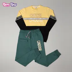 ست بلوز و شلوار سوپر پنبه لاکرا دار اسلش هولوگرام‌دار طرح CHOOSE کد 2752