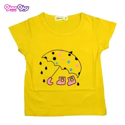 تی‌شرت پنبه لاکرا استیکردار طرح چتر کد 2554