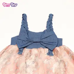 سارافون حریر پاپیون‌دار طرح گلدار  کد 2544