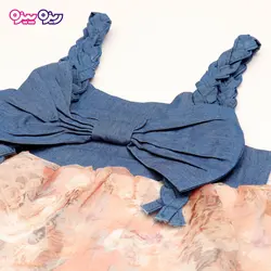 سارافون حریر پاپیون‌دار طرح گلدار  کد 2544