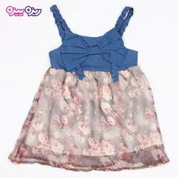 سارافون حریر پاپیون‌دار طرح گلدار  کد 2544